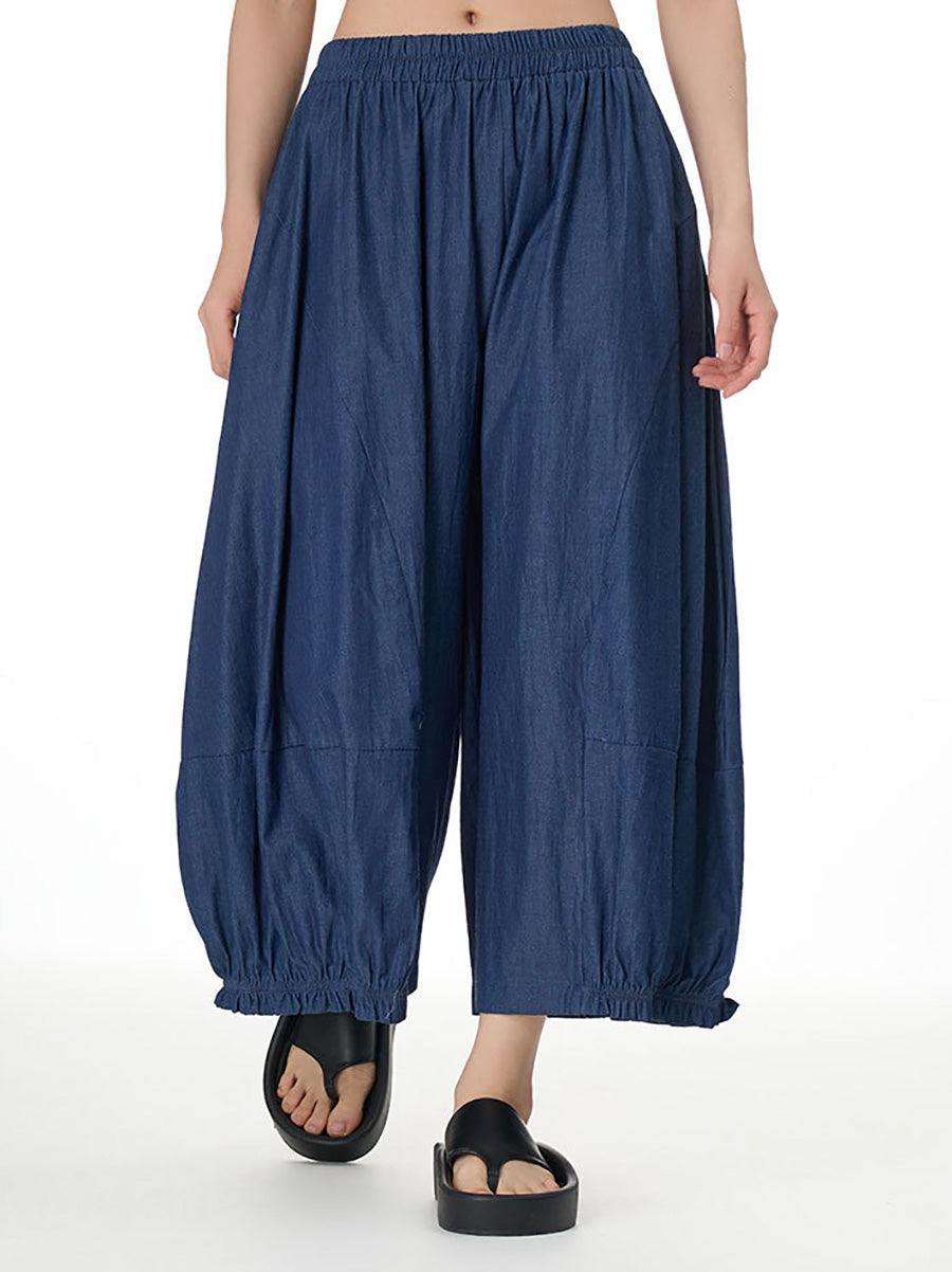 Women Casual Summer Solid Wide-leg Loose Pants