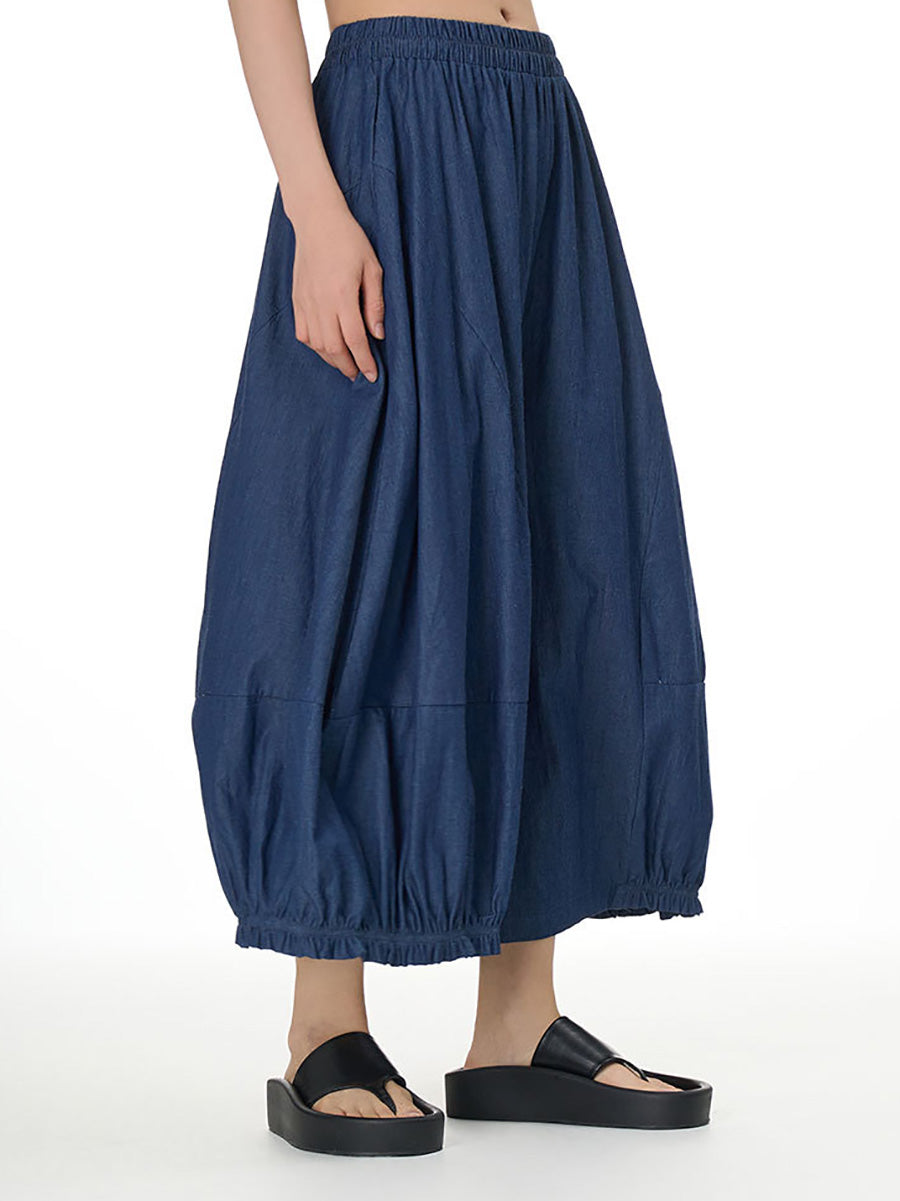 Women Casual Summer Solid Wide-leg Loose Pants