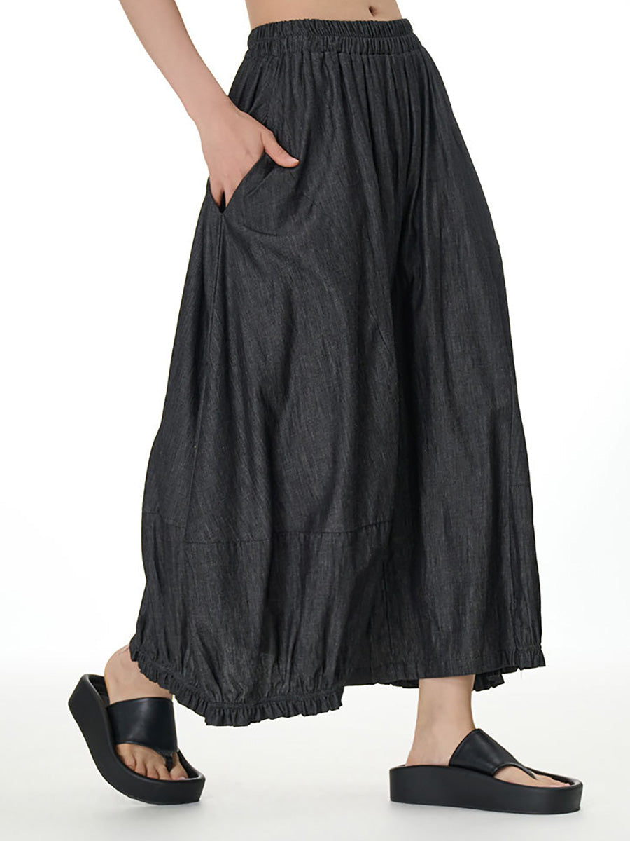 Women Casual Summer Solid Wide-leg Loose Pants