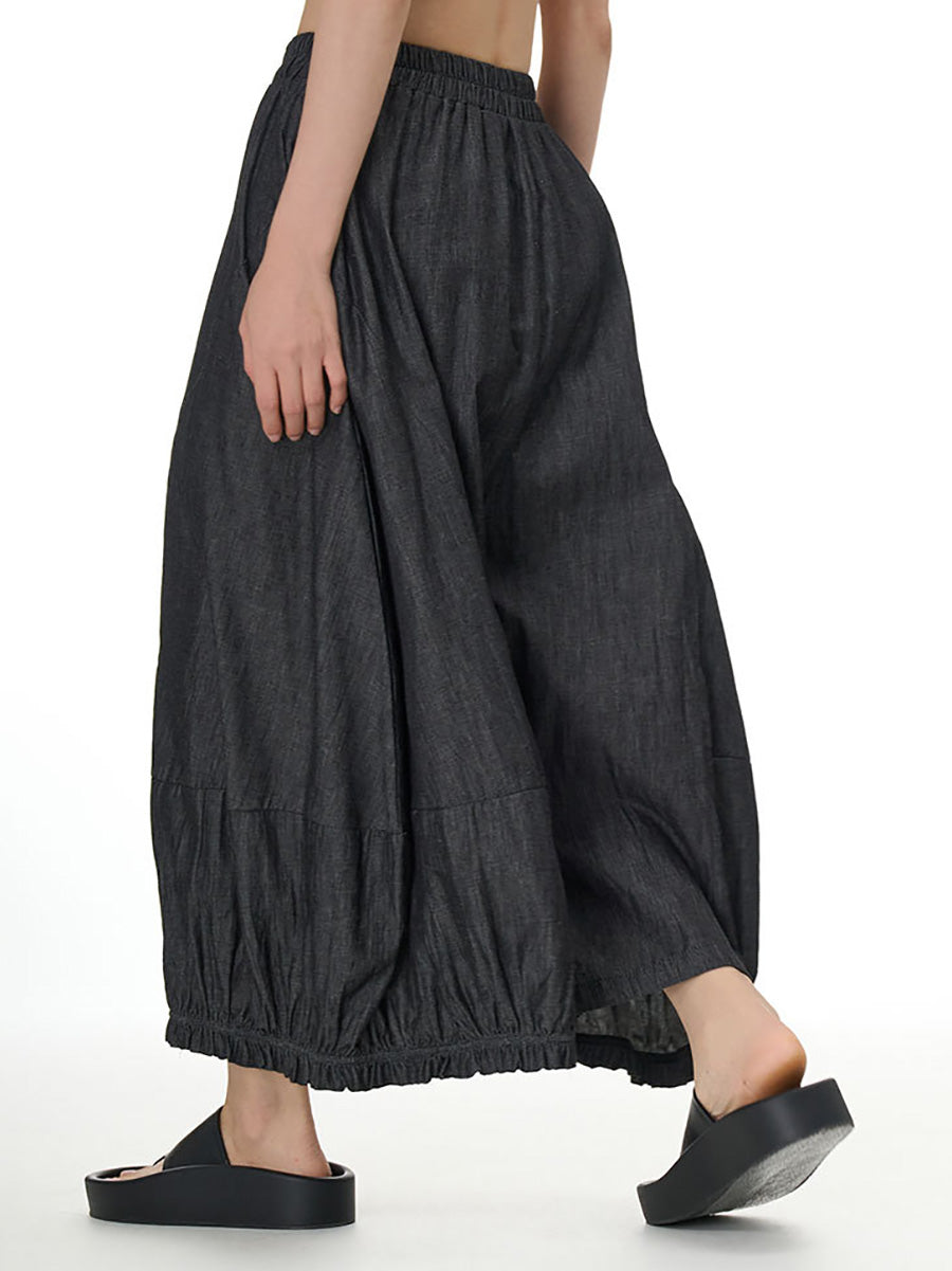 Women Casual Summer Solid Wide-leg Loose Pants