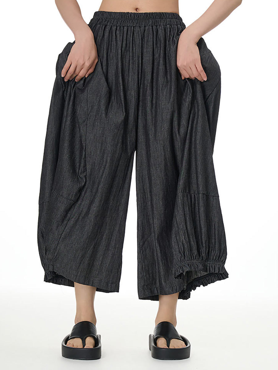 Women Casual Summer Solid Wide-leg Loose Pants