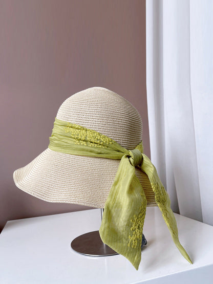 Women Summer Artsy Jacquard Ribbon Sunproof Hat