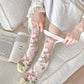 3 Pairs Women Artsy Thin Flower  Lace Socks