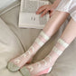 3 Pairs Women Artsy Thin Flower  Lace Socks