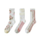 3 Pairs Women Artsy Thin Flower  Lace Socks