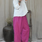 Women Summer Vintage Solid Linen Wide-leg Pants