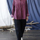 Women Autumn Solid Stand Collar Button-up Corduroy Shirt