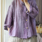 Women Summer Tie-dye Button Thin Linen Shirt