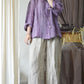 Women Summer Tie-dye Button Thin Linen Shirt