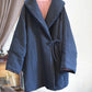 Women Winter Vintage Linen Cotton Strap Padded Coat