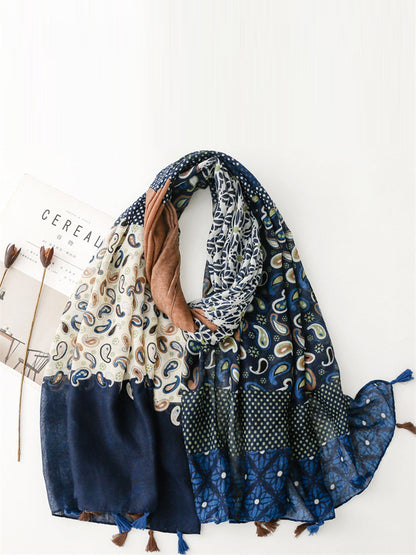 Women Summer  Vintage Spliced Shawl Scarf