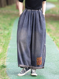 Women Summer Vintage Patch Spliced Denim Harem Pants