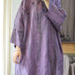 Women Summer Vintage Tie-dye O-Neck Button Linen Dress