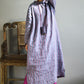 Women Vintage Stripe Autumn Linen Long Robe Dress