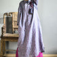 Women Vintage Stripe Autumn Linen Long Robe Dress