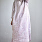 Women Vintage Stripe Autumn Linen Long Robe Dress