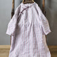 Women Vintage Stripe Autumn Linen Long Robe Dress