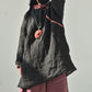 Women Vintage Autum Loose Thicken Warm Linen Coat