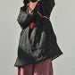 Women Vintage Autum Loose Thicken Warm Linen Coat