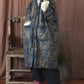 Women Winter Flower V-Neck Linen Cotton Padded Coat