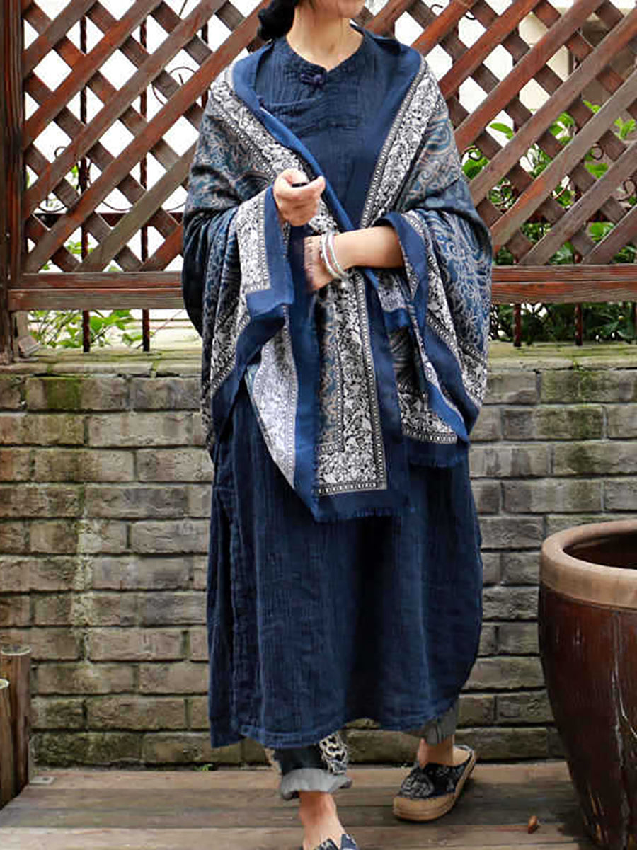 Women Ethnic Spliced 100%Cotton Shawl Scarf