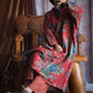 Women Autumn Vintage Flower V-Neck Cotton Padded Robe