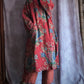 Women Autumn Vintage Flower V-Neck Cotton Padded Robe