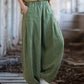 Women Autumn Worn Solid Cotton Ramie Bloomers