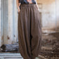 Women Autumn Worn Solid Cotton Ramie Bloomers