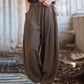 Women Autumn Worn Solid Cotton Ramie Bloomers