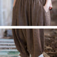 Women Autumn Worn Solid Cotton Ramie Bloomers