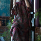 Women Vintage Summer Flower V-neck Linen Robe Dress