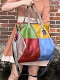 Women Leather Colorblock Spliced Crossbody Bag Shoulder Bag