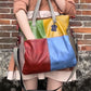 Women Leather Colorblock Spliced Crossbody Bag Shoulder Bag