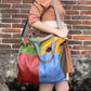 Women Leather Colorblock Spliced Crossbody Bag Shoulder Bag