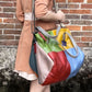 Women Leather Colorblock Spliced Crossbody Bag Shoulder Bag