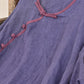 Women Summer Vintage Solid Loose O-Neck Linen Blouse