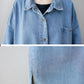 Women Autumn Vintage Three Quarter Sleeve Loose Denim Shirt Dress