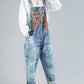 Women Summer Flower Denim Pocket Jumpsuits