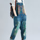 Women Summer Flower Denim Pocket Jumpsuits