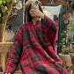 Women Vintage Plaid Winter Button Cotton Robe Coat