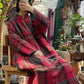 Women Vintage Plaid Winter Button Cotton Robe Coat