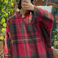 Women Vintage Plaid Winter Button Cotton Robe Coat