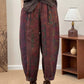 Women Autumn Retro Flower Spliced Cotton Harem Pants