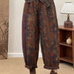 Women Autumn Retro Flower Spliced Cotton Harem Pants