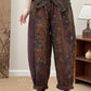 Women Autumn Retro Flower Spliced Cotton Harem Pants