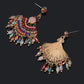 Women Vintage Crystal Tassel Fan Shape Earrings