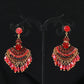 Women Vintage Crystal Tassel Fan Shape Earrings