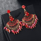 Women Vintage Crystal Tassel Fan Shape Earrings