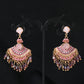 Women Vintage Crystal Tassel Fan Shape Earrings